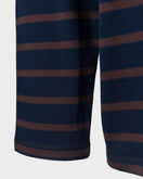 Eastlogue Cover Stitch T-Shirt - Dark Navy & Brown Stripe