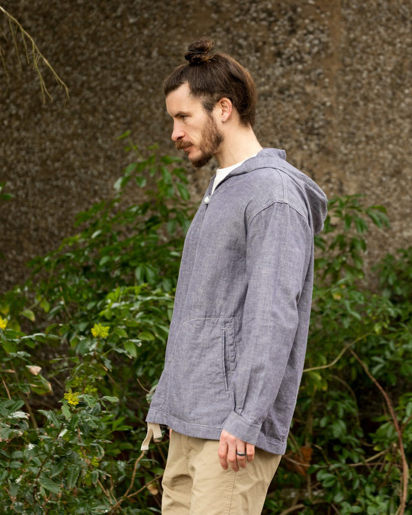 A-Vontade-Smock-Pull-Parka-Purple-Chambray-model-side