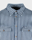 Dubbleware Double Faced Stripe Denim Milton Shirt - Navy