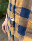 Dubbleware Milton Short Sleeve Linen Shirt - Sand/Indigo