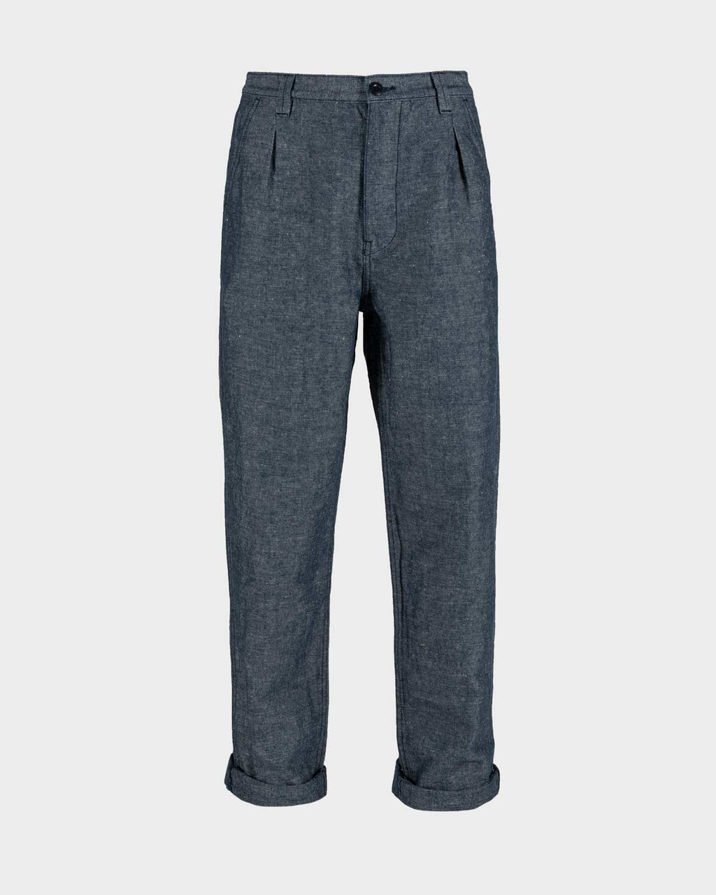 Nigel Cabourn Cotton Linen Pleated Chino Pants - Black Navy – The