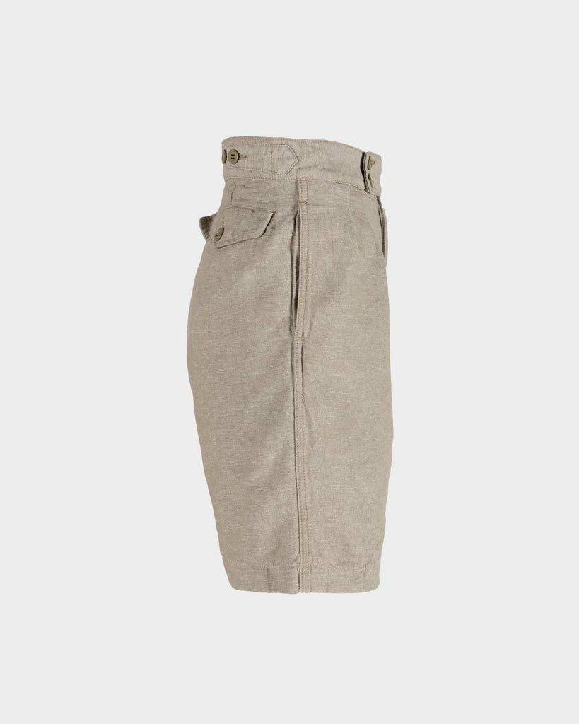 Nigel Cabourn Cotton Linen Pleated Short - Stone