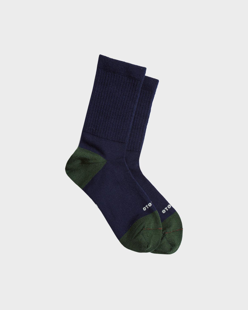 RoToTo Hybrid Merino Wool Crew Socks - Navy/Dark Green