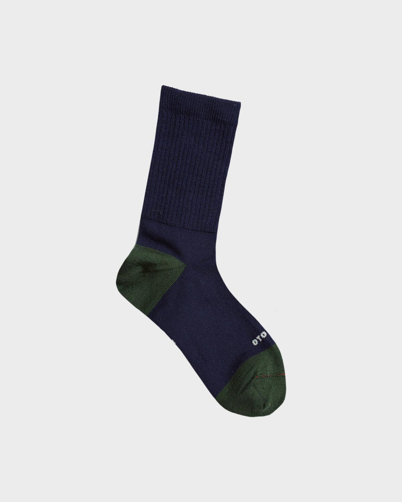 RoToTo Hybrid Merino Wool Crew Socks - Navy/Dark Green