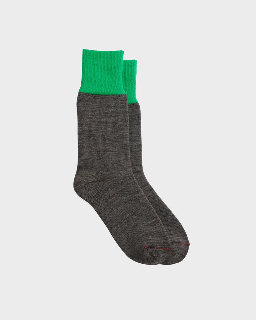 RoToTo Merino Hybrid Boot Crew Socks - Green/Dark Grey