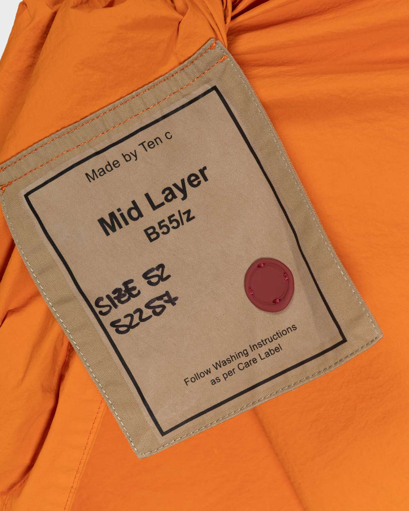 Ten c Mid Layer Zipped Overshirt - Orange