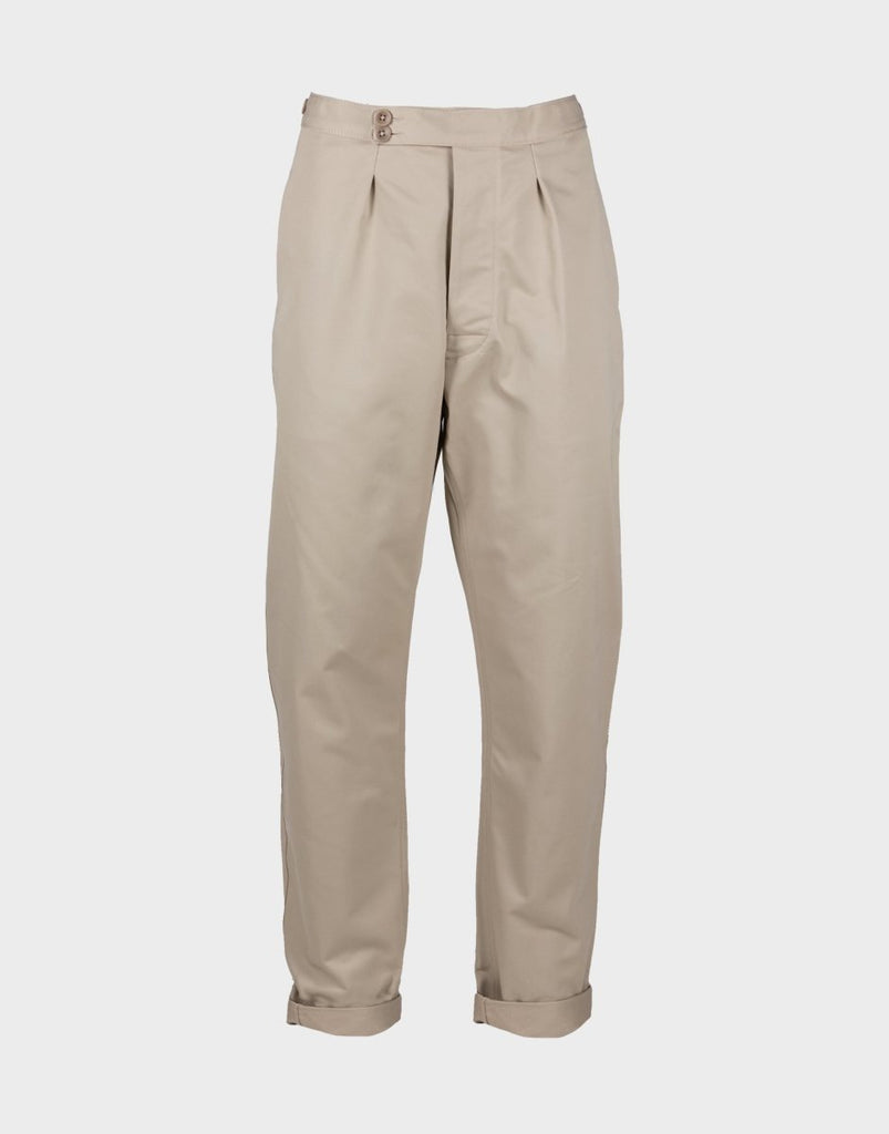 Nigel Cabourn Pleated Chino Twill Pants - Stone - The 5th