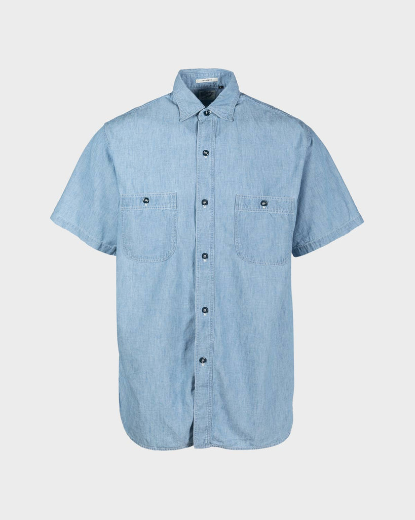 orSlow Vintage Fit Short Sleeve Workshirt - Chambray Bleached